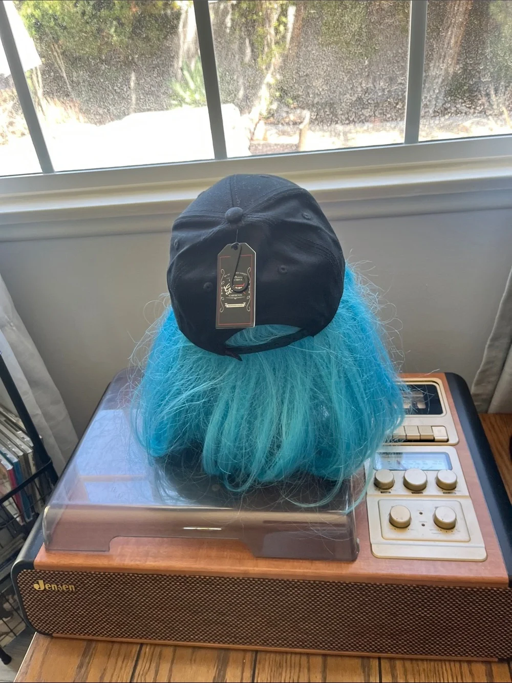 Black Baseball Cap with Green Leaf Embroidery